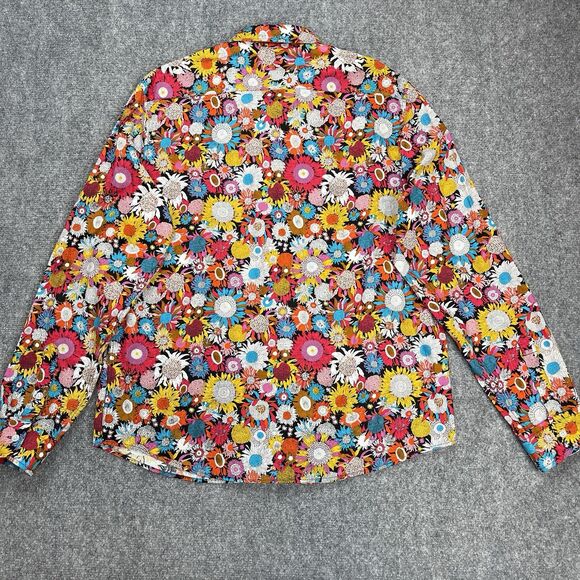 Tunevuse Shirt Mens Large Long Sleeve Retro Floral Button Up Regular Fit Cotton - Picture 2 of 7